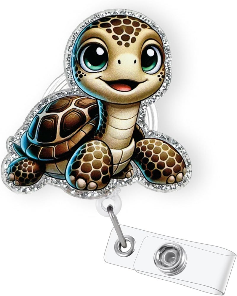 Bydevia Cute Sea Turtle Badge Reel Retractable, Ocean Animal Badge Reel for Nurse Nursing RN CNA LPN Medical Worker & Teacher, Pediatric Nurse Turtle Badge Holder with Alligator Clip & 24” Durable Nylon Cord - Image 1